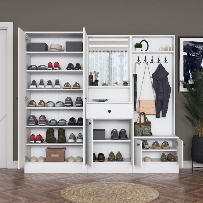 Hanah Home Perchero Blanco con Estante Ajustable Hanah Home Perchero Blanco con Estante Ajustable